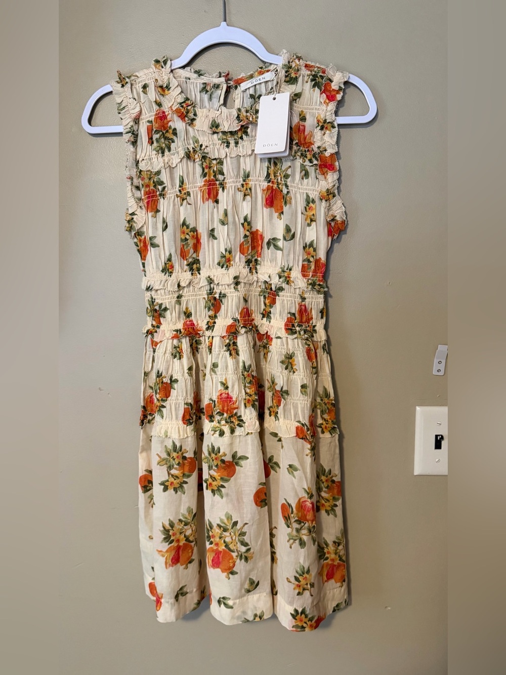 Doen Martha Orange Floral Sleeveless Mini Dress NEW - Picture 3 of 12